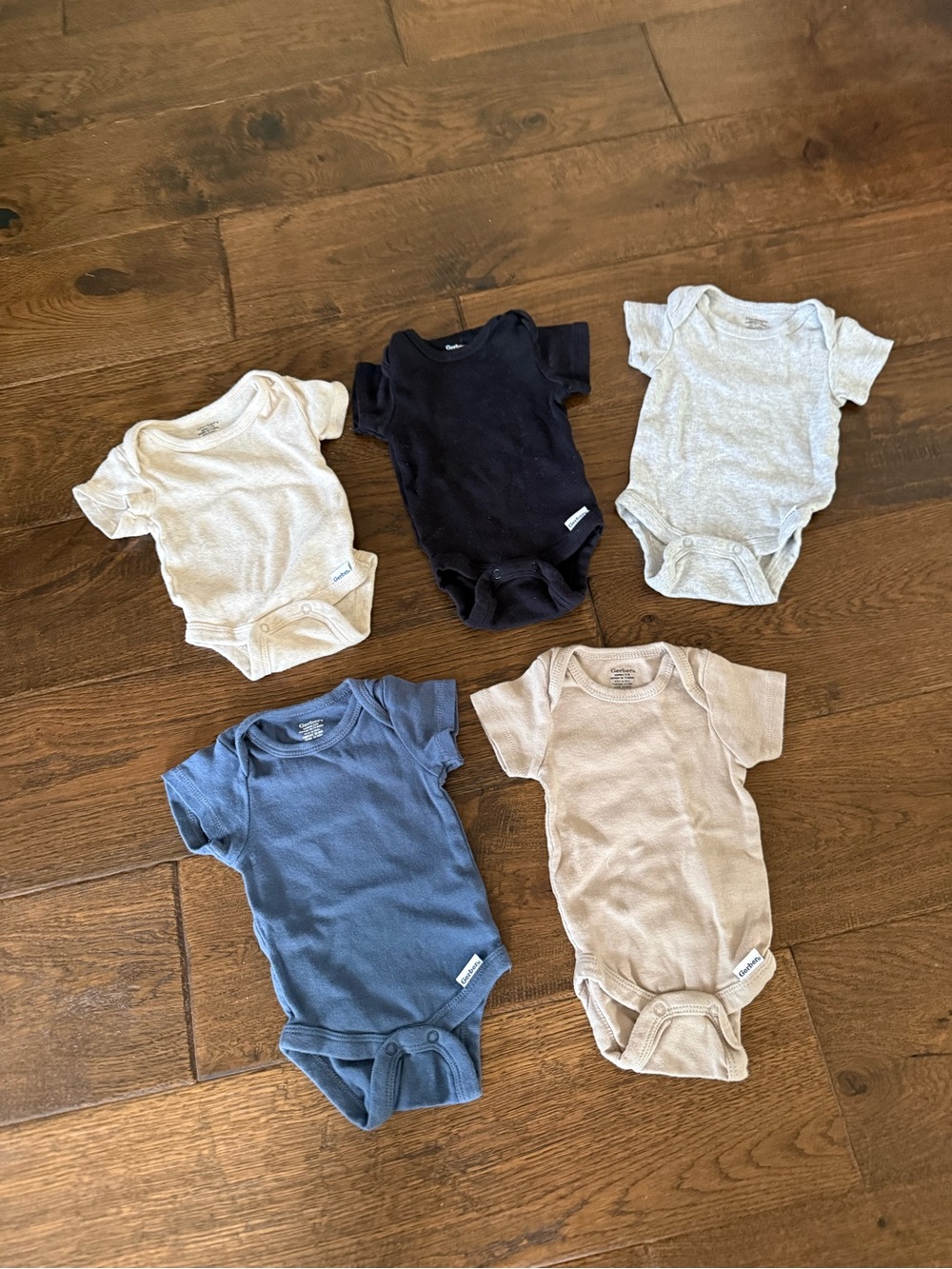 Gerber Short-Sleeve One-Piece Bodysuits - set of 5 Neutral colors